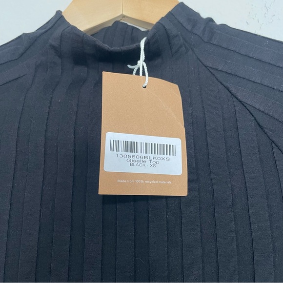 NWT REFORMATION Black Ribbed Giselle Mock Neck Top Size XS - Picture 4 of 7